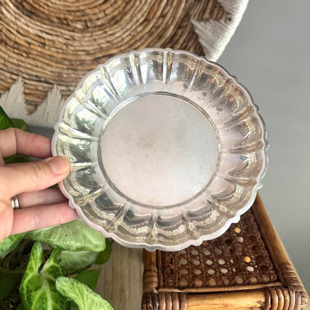 Vintage Gorham Silverplate "Holiday" Scalloped Trinket Vanity Dish